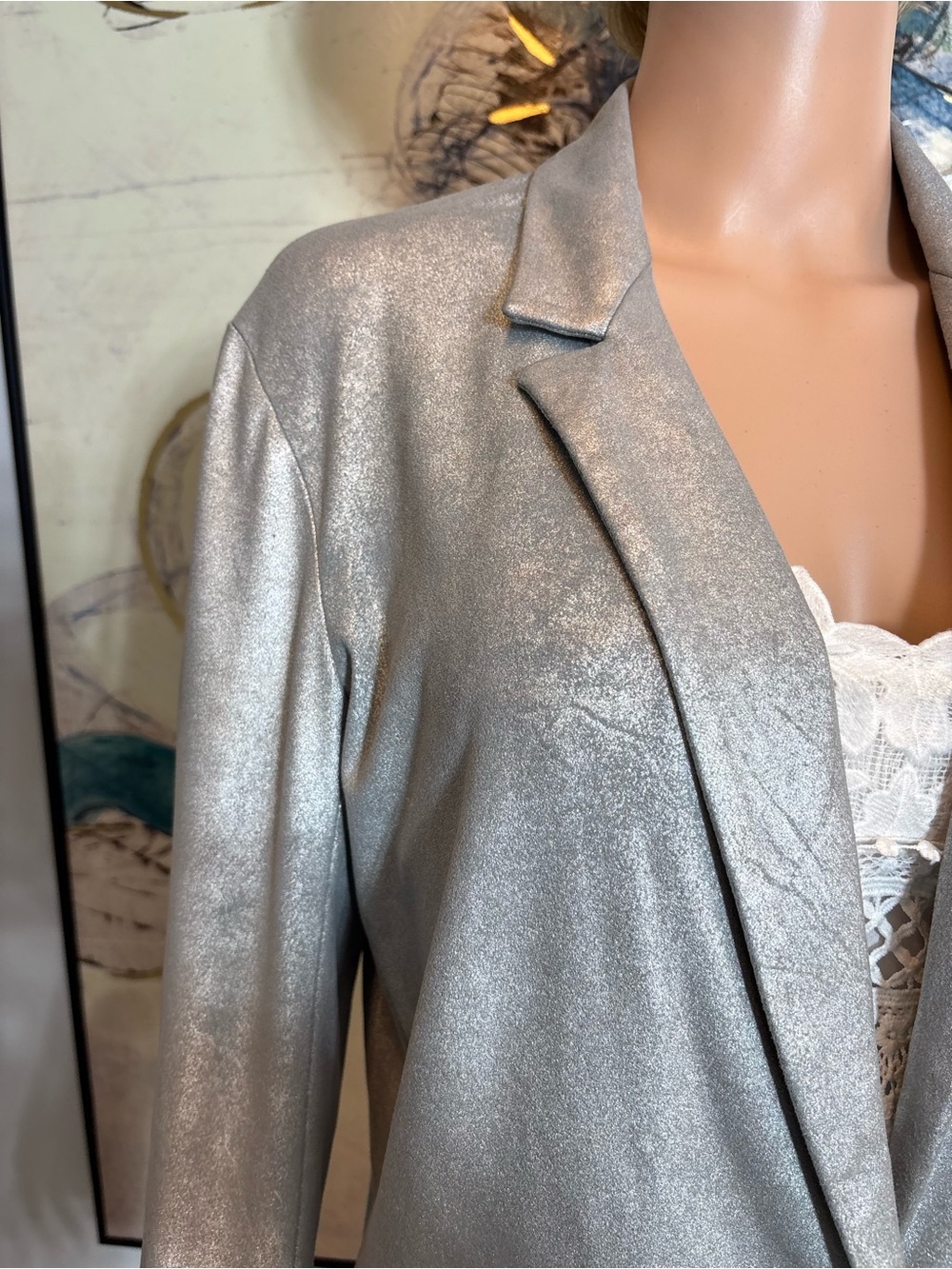 Zara Silver Metallic Blazer Jacket R1 - Picture 5 of 16